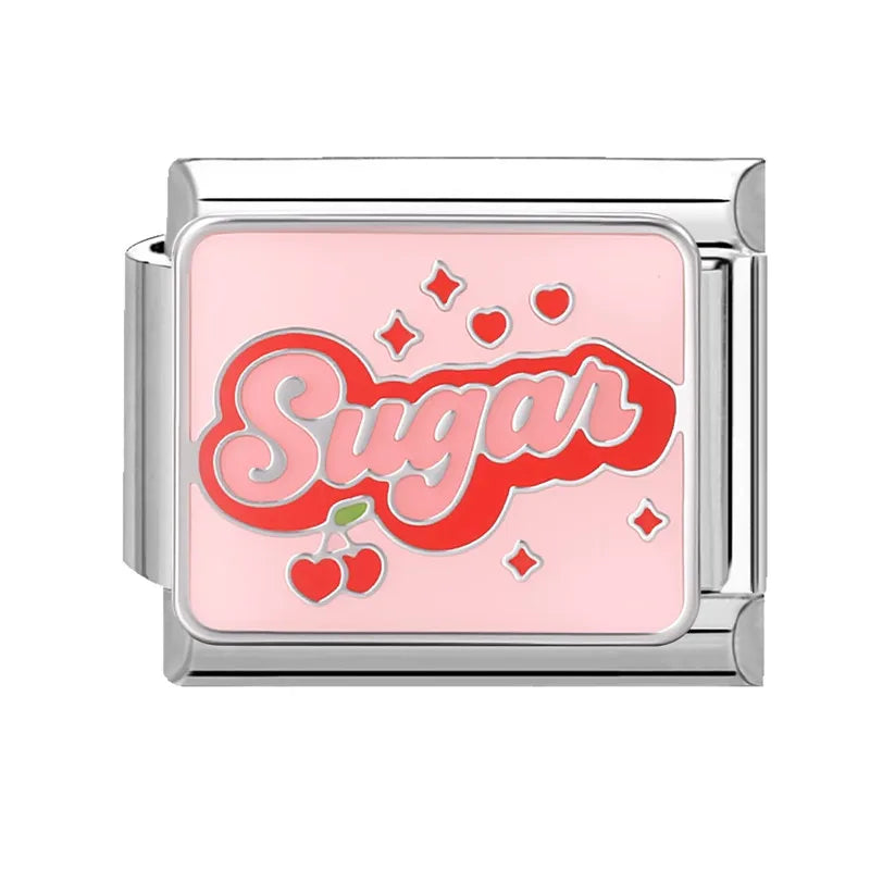 Colorful Word Charms — “Have Fun”, “Power”, “Lucky”, “Be Mine”  9MM Italian Links for Unisex DIY Bracelets