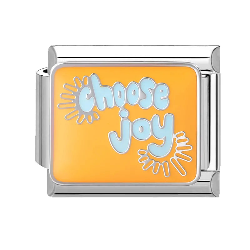 Colorful Word Charms — “Have Fun”, “Power”, “Lucky”, “Be Mine”  9MM Italian Links for Unisex DIY Bracelets