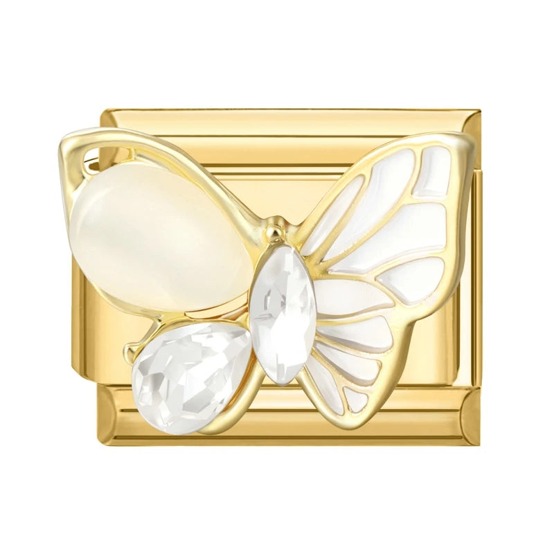 Y2K Golden Flower & Bow Charm — Romantic Pendant for 9MM Italian Link Bracelets  DIY Jewelry for Women