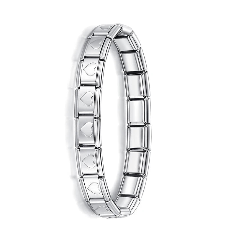 Hapiship 9MM Italian Elastic Charm Bracelet — Sleek Stainless Steel Bangle for Unisex DIY Jewelry