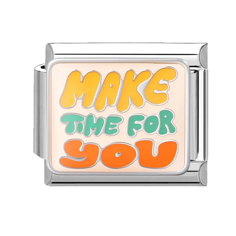 Colorful Word Charms — “Have Fun”, “Power”, “Lucky”, “Be Mine”  9MM Italian Links for Unisex DIY Bracelets