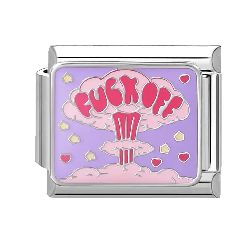 Colorful Word Charms — “Have Fun”, “Power”, “Lucky”, “Be Mine”  9MM Italian Links for Unisex DIY Bracelets