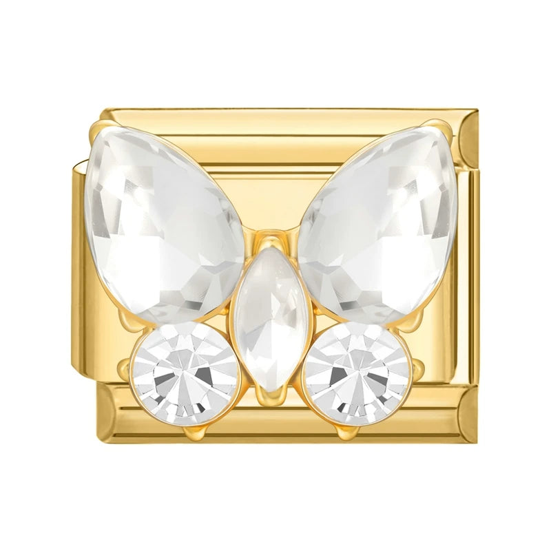 Y2K Golden Flower & Bow Charm — Romantic Pendant for 9MM Italian Link Bracelets  DIY Jewelry for Women