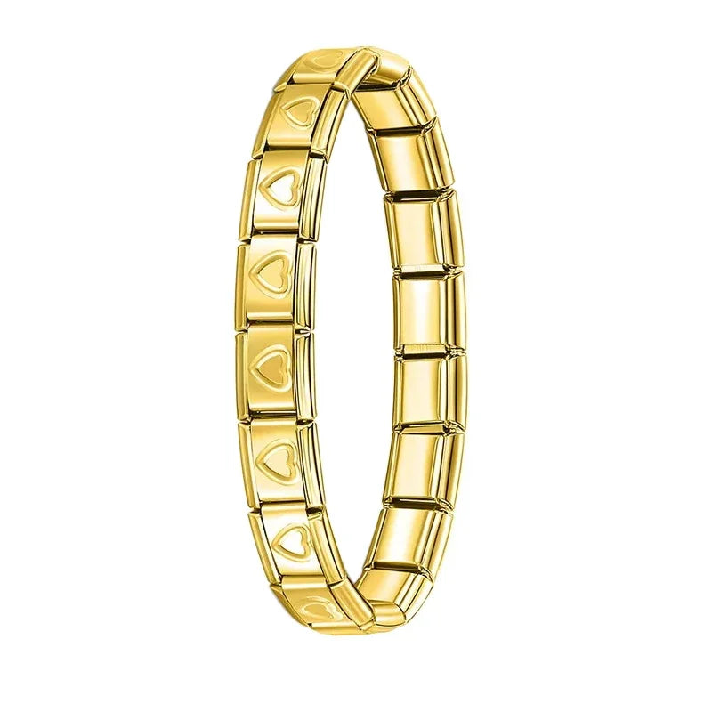 Hapiship 9MM Italian Elastic Charm Bracelet — Sleek Stainless Steel Bangle for Unisex DIY Jewelry