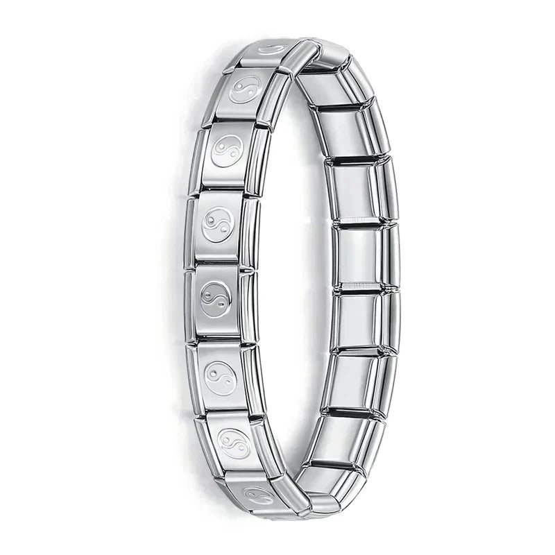 Hapiship 9MM Italian Elastic Charm Bracelet — Sleek Stainless Steel Bangle for Unisex DIY Jewelry